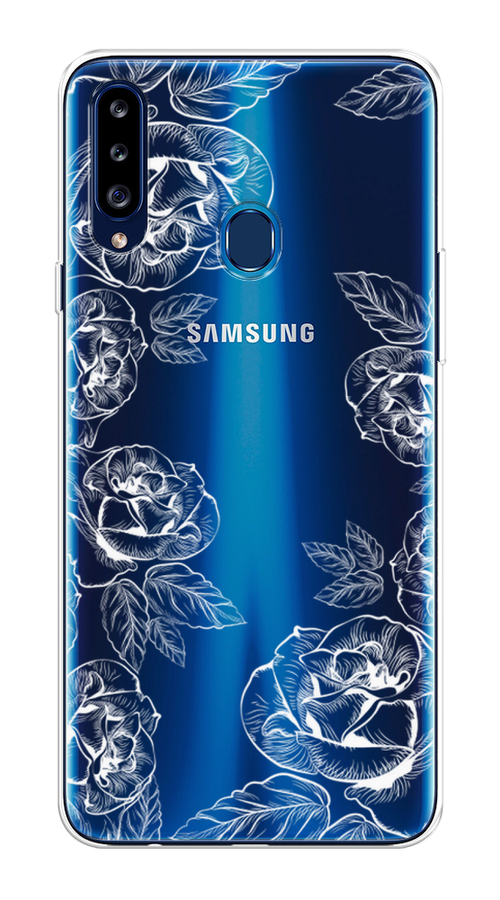 

Чехол на Samsung Galaxy A20s "Розы графика", Черный;серый, 2100850-2