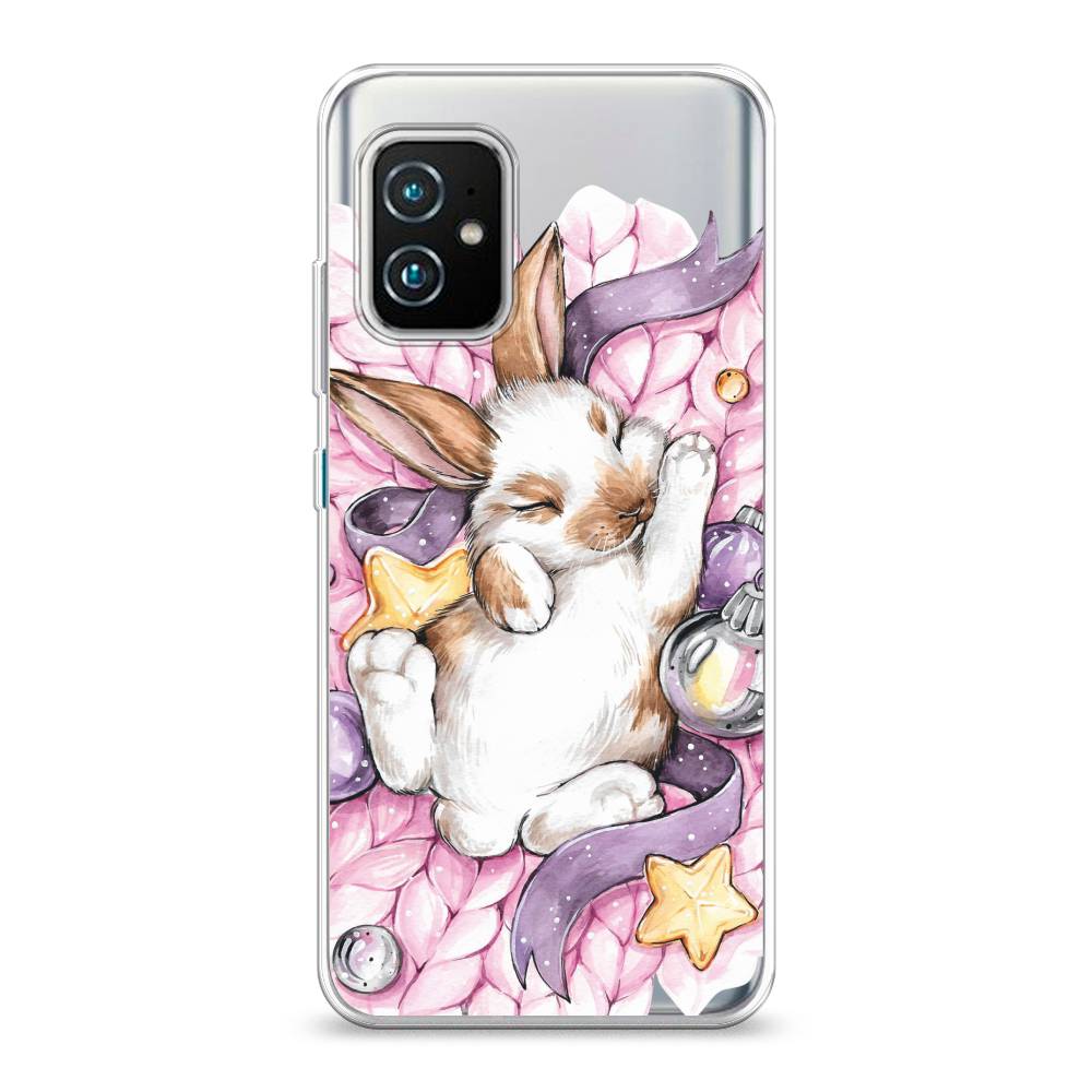 

Чехол на Asus ZenFone 8 "Кролик спит", Розовый;белый, 44450-5