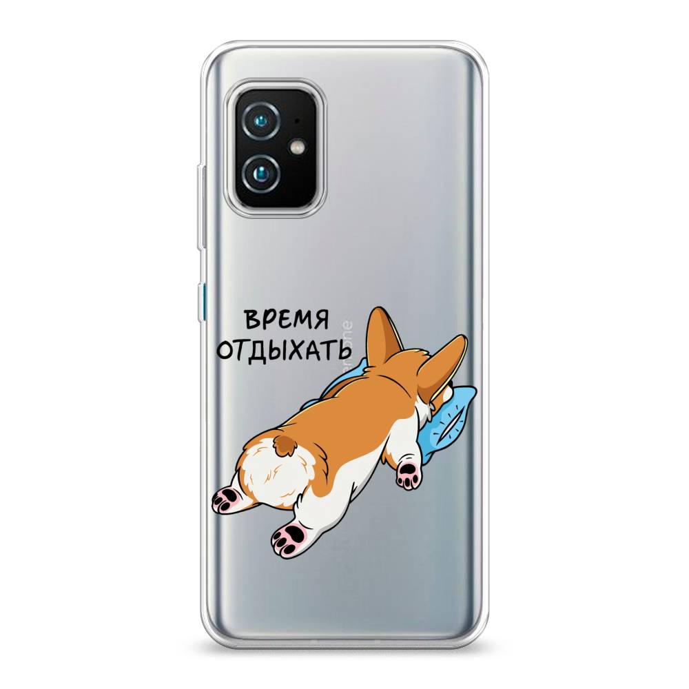 

Чехол на Asus ZenFone 8 "Корги отдыхает", Черный;коричневый;голубой, 44450-1