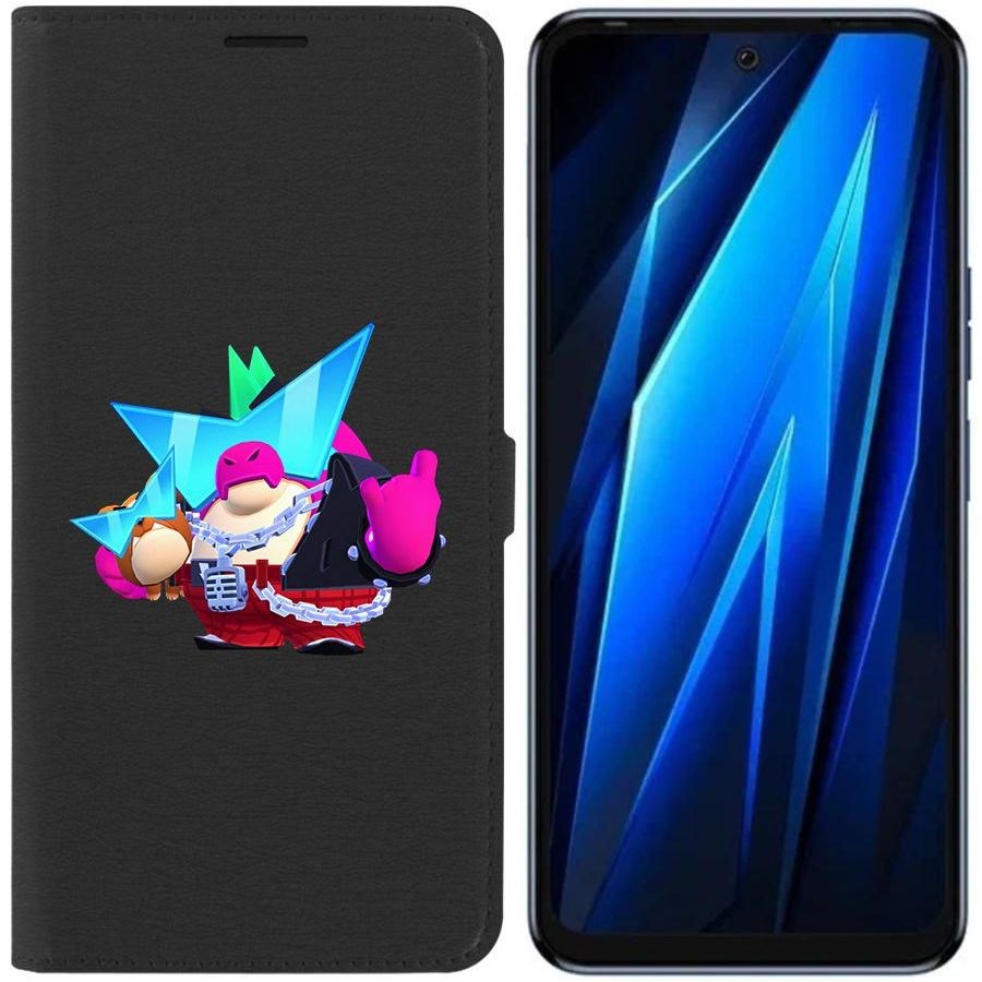 

Чехол-книжка Eco для Tecno Pova 4 Brawl Stars-Плохиш Базз (черный)