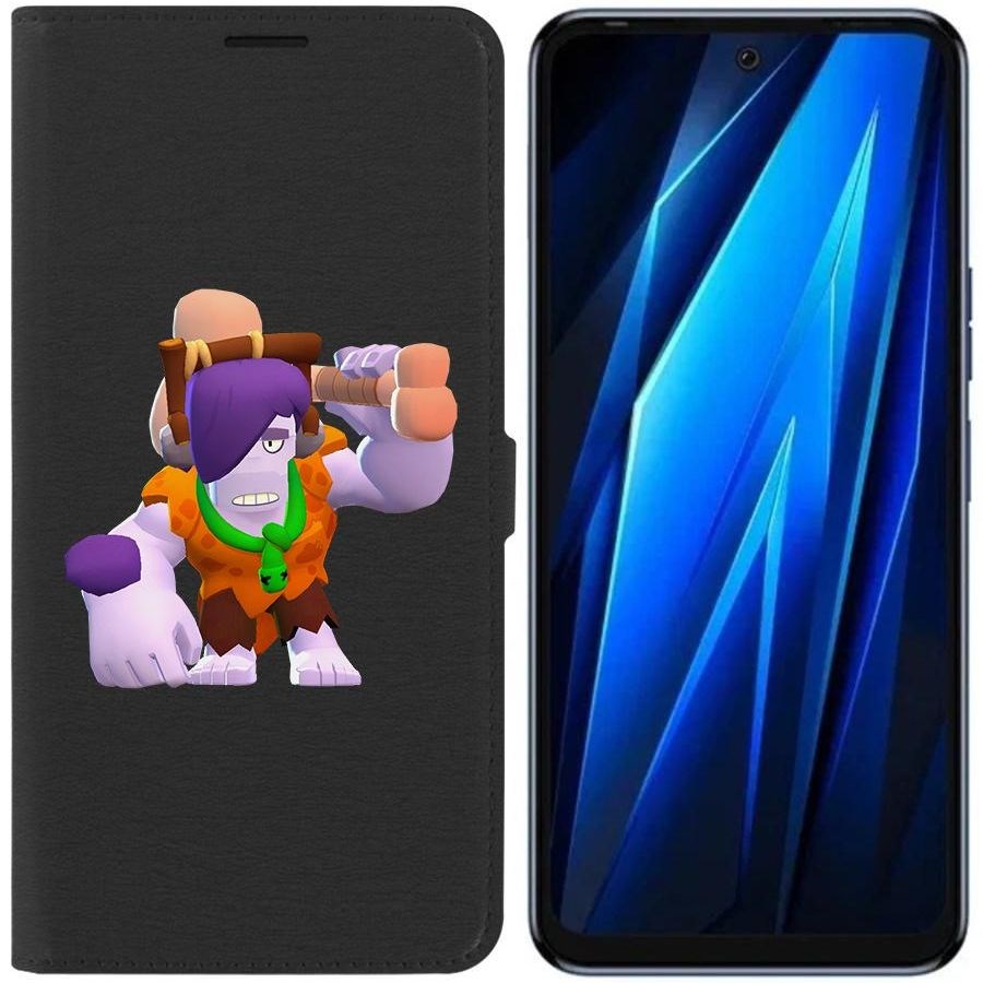 

Чехол-книжка Eco для Tecno Pova 4 Brawl Stars-Пещерный Фрэнк (черный)