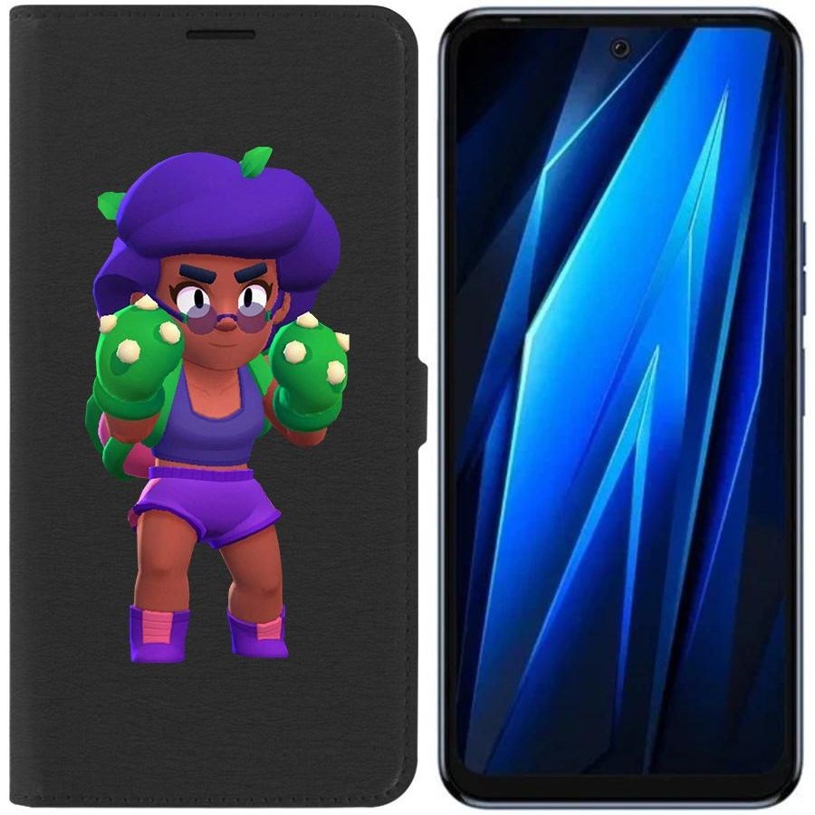 

Чехол-книжка Eco для Tecno Pova 4 Brawl Stars-Роза (черный)