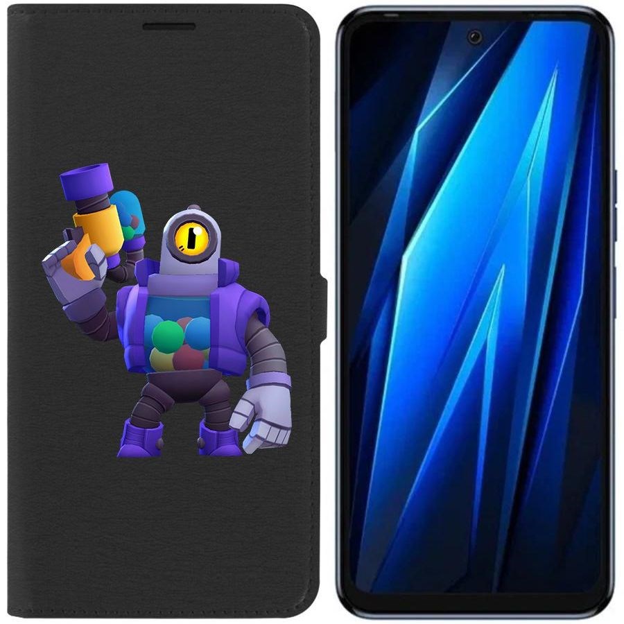 

Чехол-книжка Eco для Tecno Pova 4 Brawl Stars-Рико (черный)