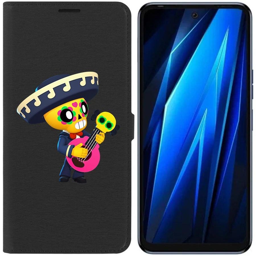 

Чехол-книжка Eco для Tecno Pova 4 Brawl Stars-Поко (черный)