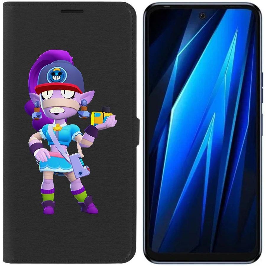 

Чехол-книжка Eco для Tecno Pova 4 Brawl Stars-Суперфанатка Эмз (черный)