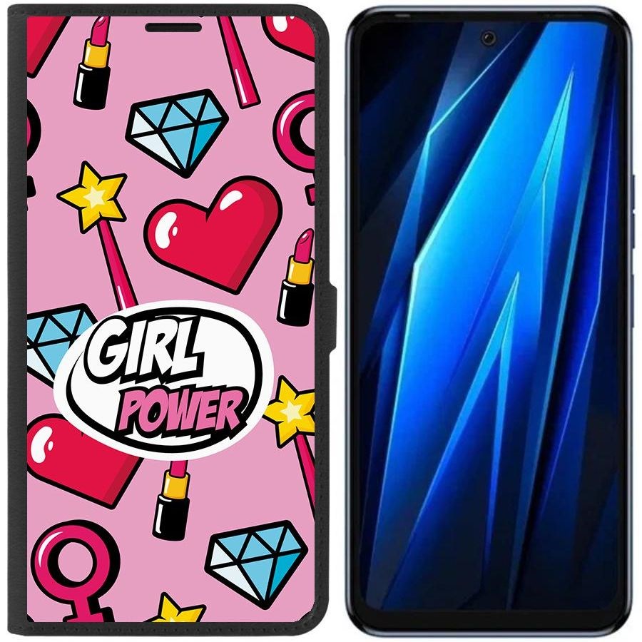 

Чехол-книжка Eco для Tecno Pova 4 Girl Power (черный)