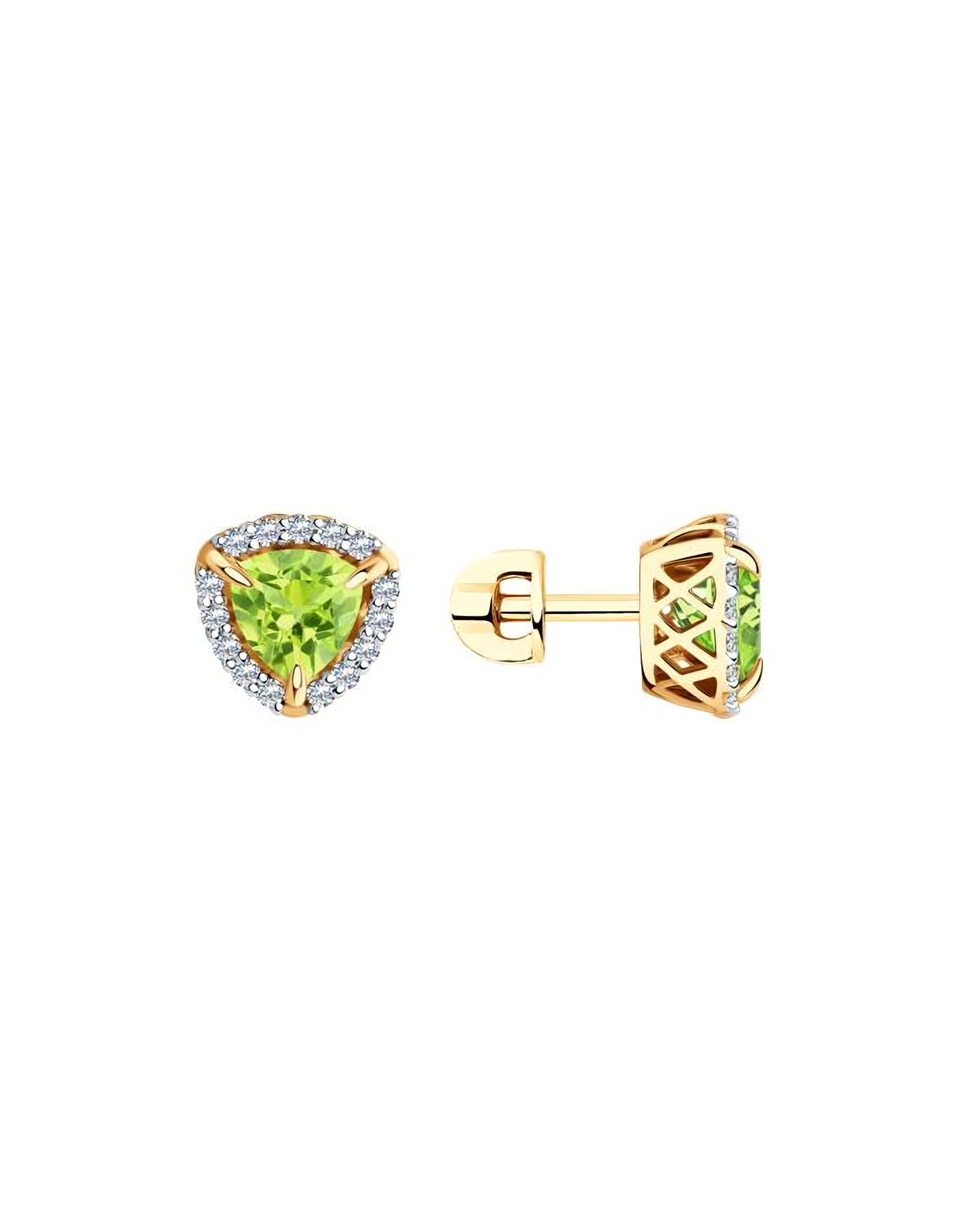 

Серьги пусеты из золота TEO MAORI 8727238, хризолит, 8727238