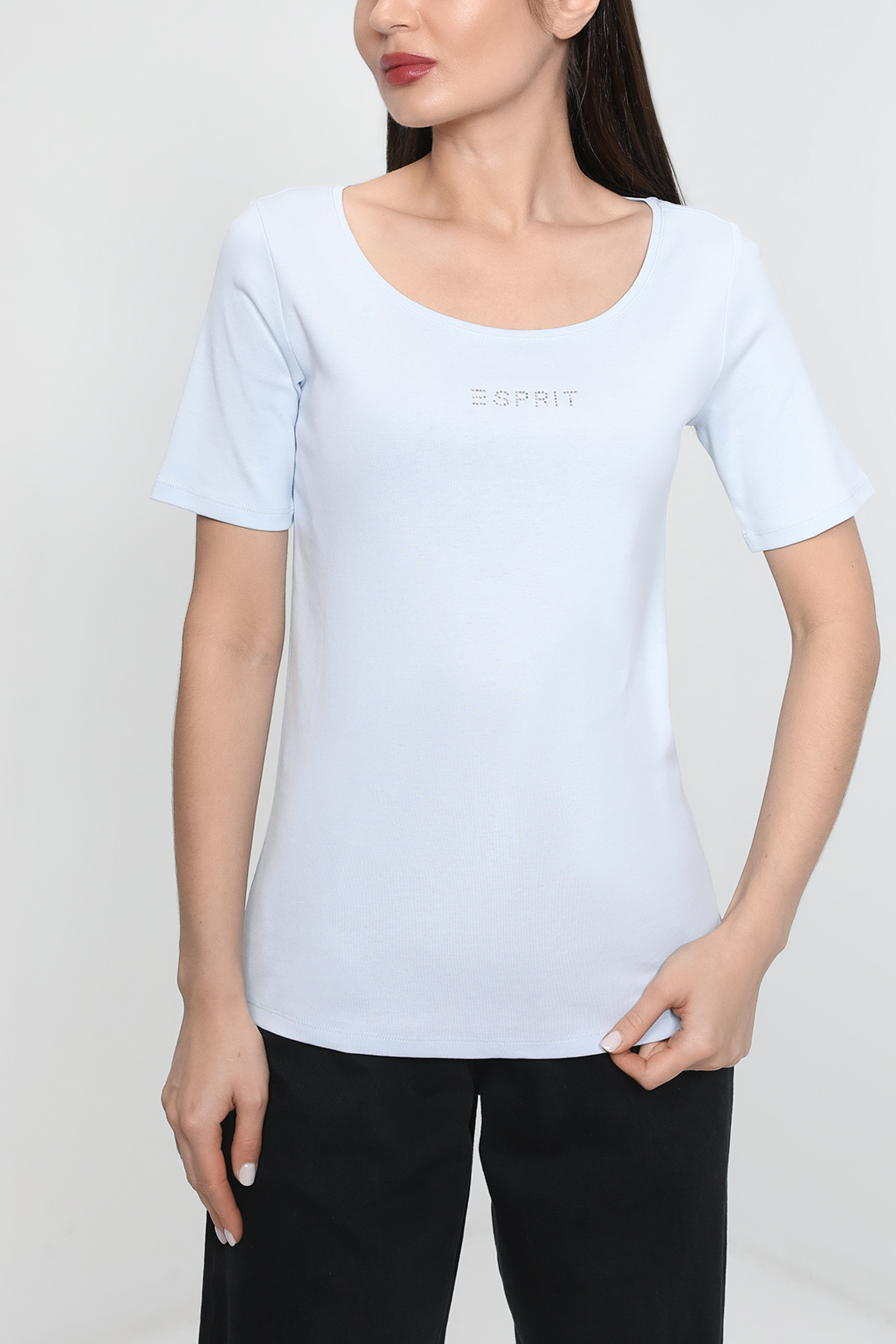 

Футболка женская Esprit Casual 013EE1K341 голубая L, Голубой, 013EE1K341