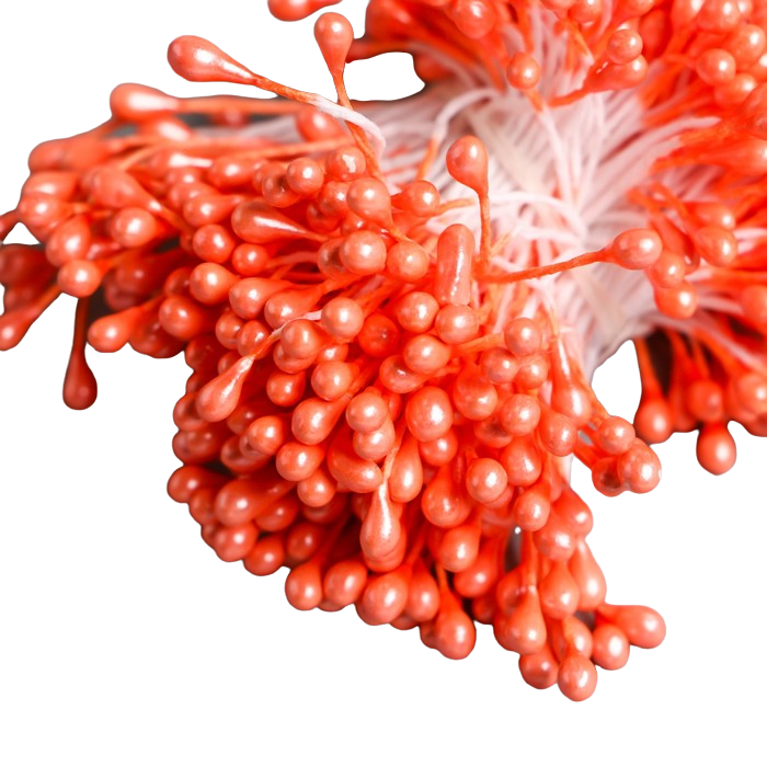 Тычинки для цветов Капельки глянец апельсин набор 300 шт длина 6 см