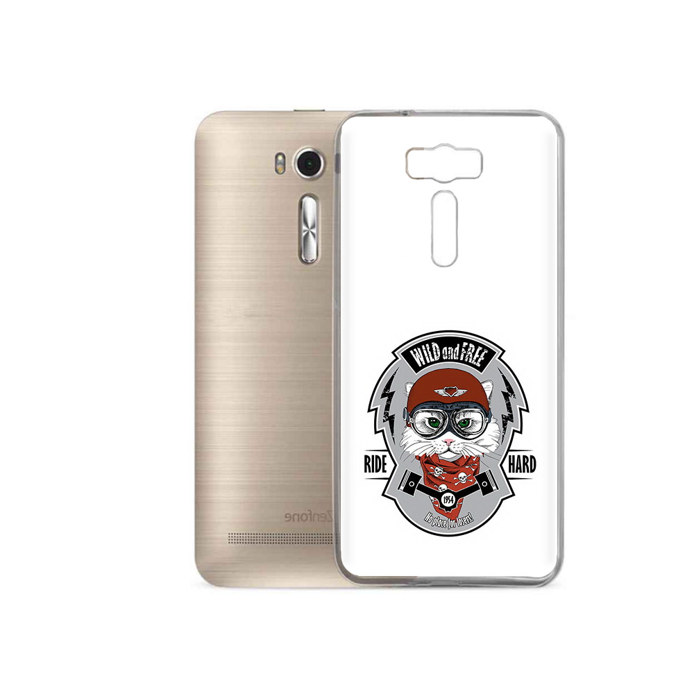 

Чехол MyPads Tocco для Asus ZenFone 2 Laser (ZE500KL) кошка в шлеме, Прозрачный, Tocco