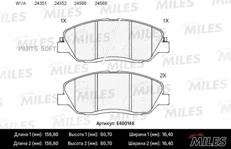 

Колодки Тормозные Hyundai Santa Fe (Cm)/(Sm) 05-/Kia Sorento (Xm) 09- Передние Miles арт.