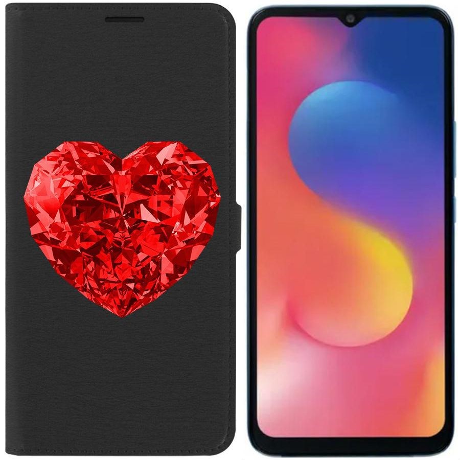 Чехол-книжка Eco для Infinix Hot 20i Рубиновое сердце (черный)