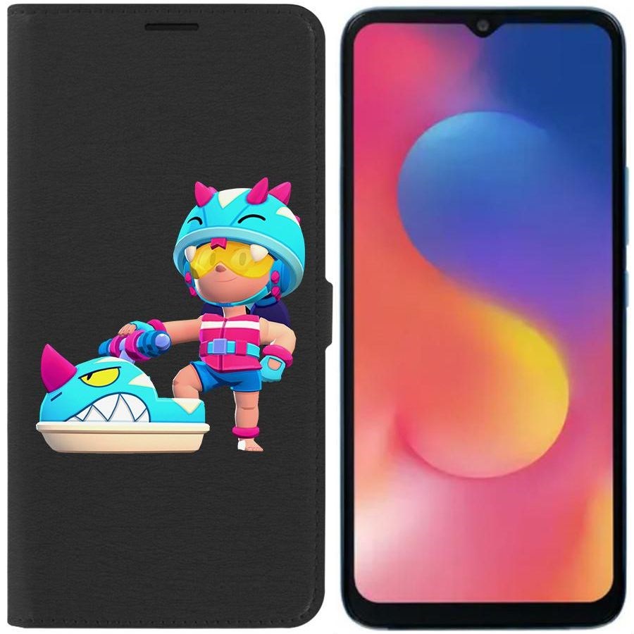 

Чехол-книжка Eco для Infinix Hot 20i Brawl Stars-Аквабайкер Джеки (черный)