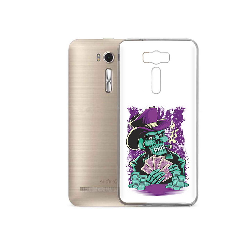 

Чехол MyPads Tocco для Asus ZenFone 2 Laser (ZE500KL) зеленый череп с картами, Прозрачный, Tocco