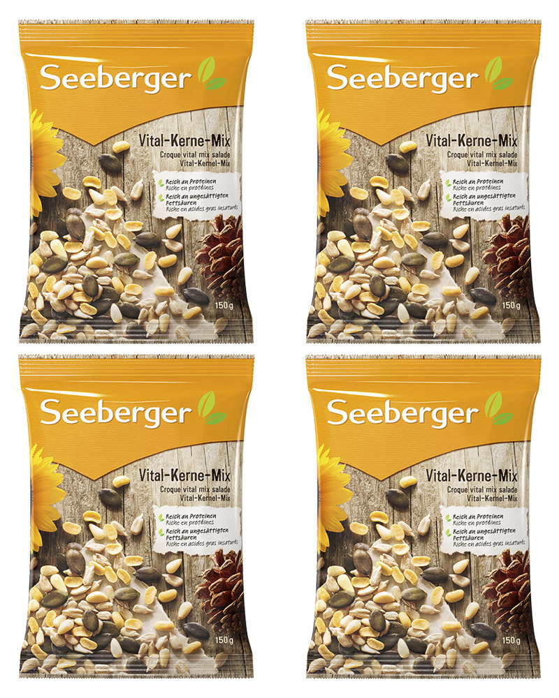 Смесь Seeberger семян подсолнечника, тыквы, соевых бобов и кедровых орехов 150 гр. x 4