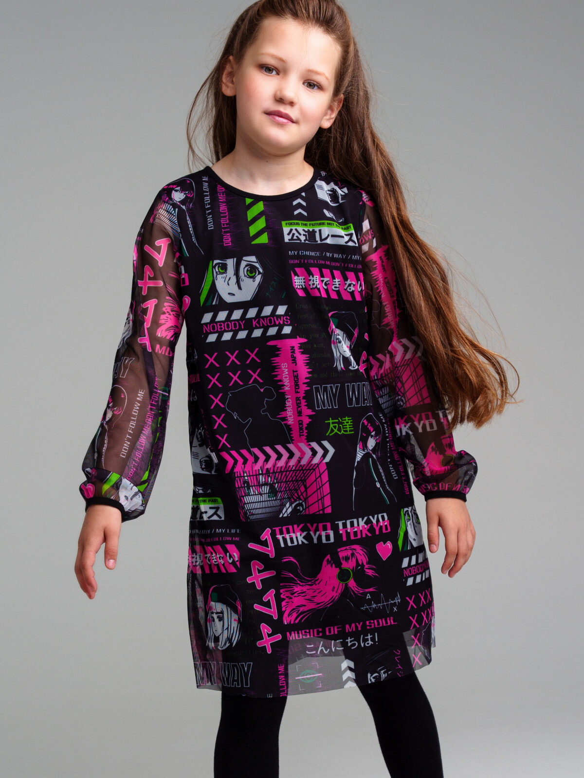 Платье трикотажное для девочек PlayToday, цветной, 158