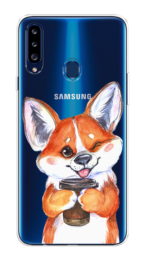 

Чехол на Samsung Galaxy A20s "Корги с кофе", Оранжевый;белый, 2100850-4
