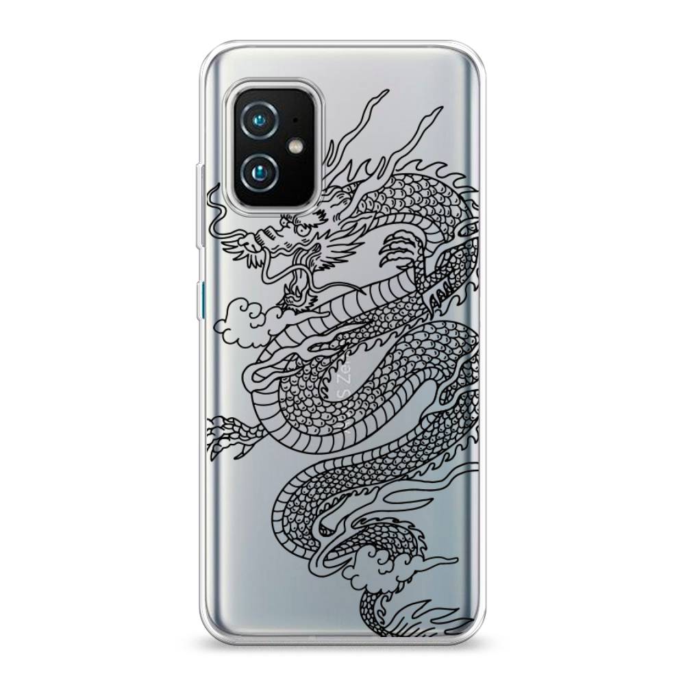 

Чехол на Asus ZenFone 8 "Большой китайский дракон", Черный;серый, 44450-1