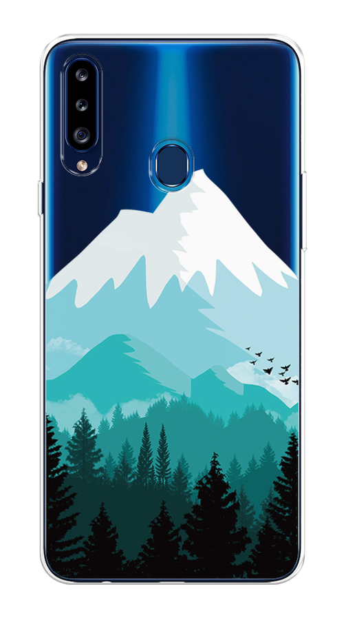 

Чехол на Samsung Galaxy A20s "Синяя снежная гора", Белый;голубой, 2100850-2