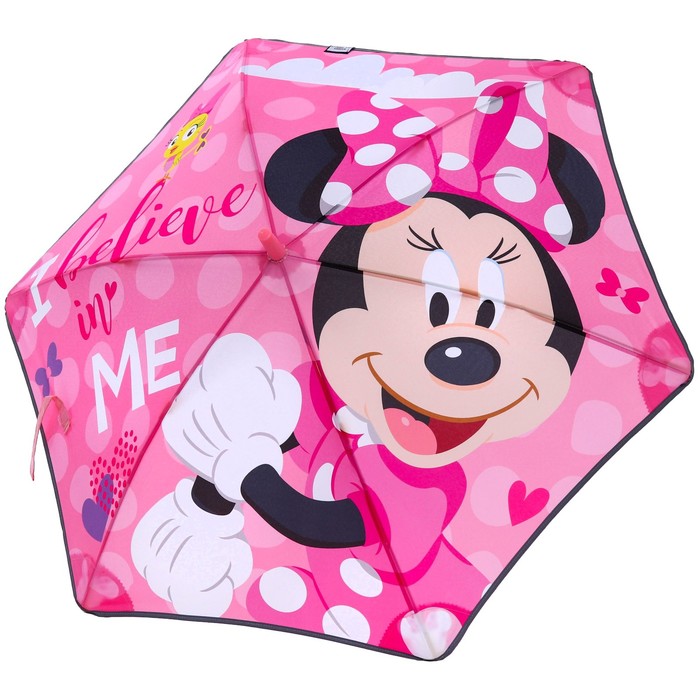 

Disney Зонт детский. "I believe in me" Минни маус, 6 спиц d=90 см, Розовый