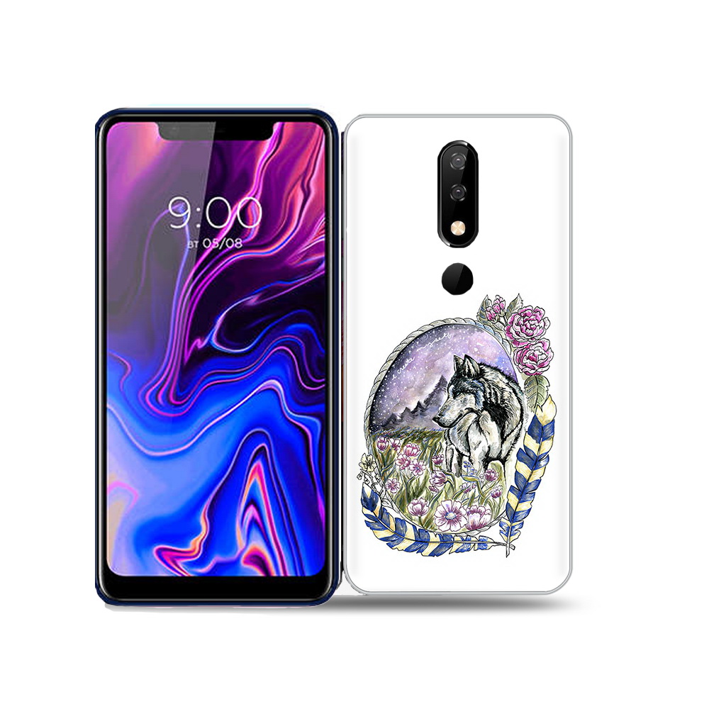 

Чехол MyPads Tocco для BQ 5732L нарисованный волк в цветах с перьями, Прозрачный, Tocco
