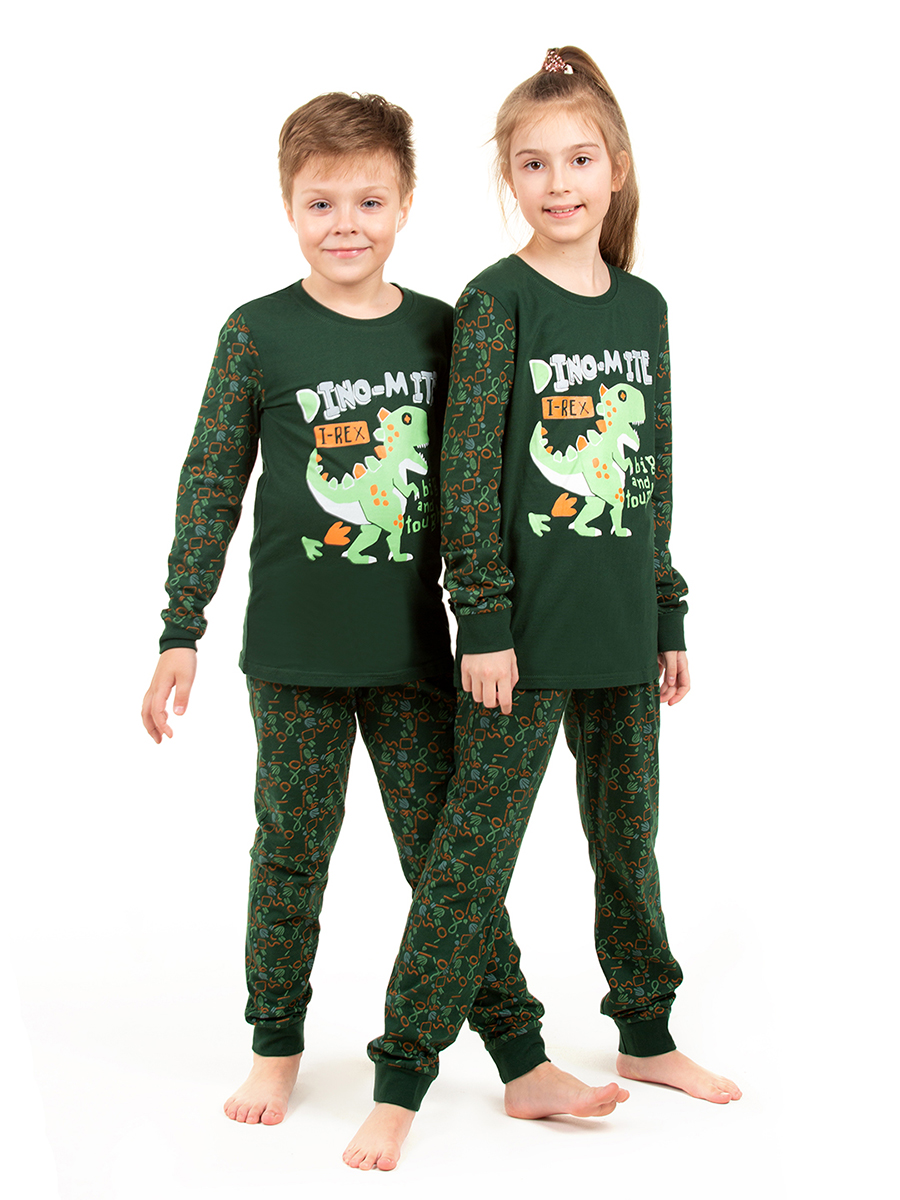 Пижама детская N.O.A. 11178, зеленый, 146 miko yumi пижама детская лонгслив и штанишки русалки русолочка