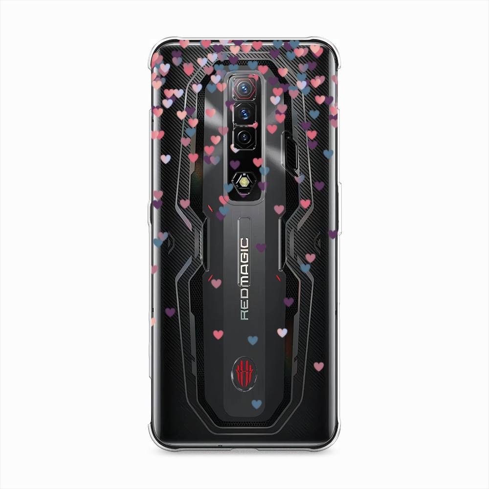

Чехол на ZTE Nubia Red Magic 7S "Посыпка сердечки", Розовый;фиолетовый, 136350-3