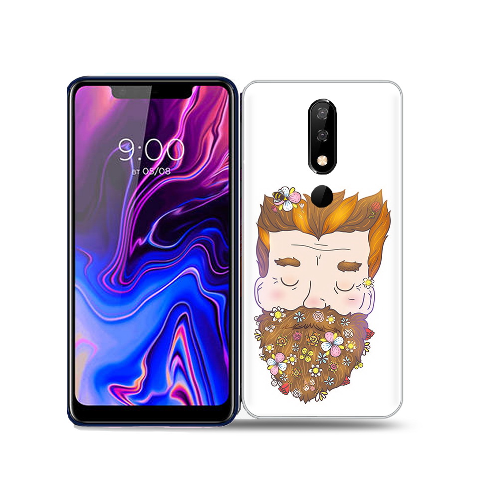 

Чехол MyPads Tocco для BQ 5732L мужчина с цветами в бороде, Прозрачный, Tocco