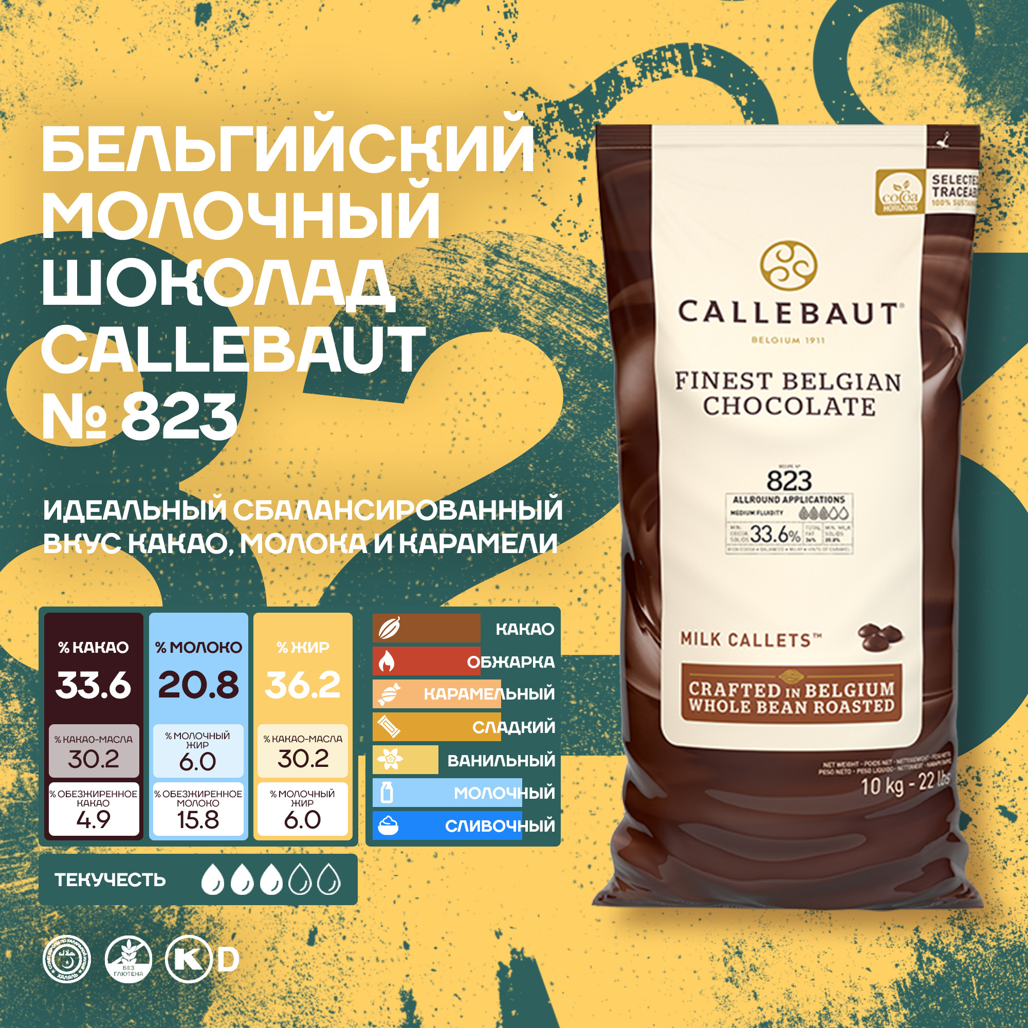 

Бельгийский молочный шоколад Callebaut 823 33,6%, 2 шт х 10 кг, Callebaut 823 33,6%