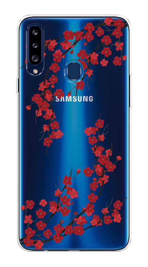 

Чехол на Samsung Galaxy A20s "Красная сакура", Красный;черный, 2100850-2