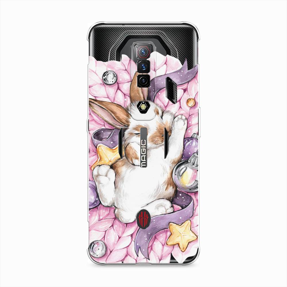 

Чехол на ZTE Nubia Red Magic 7S "Кролик спит", Розовый;белый, 136350-5