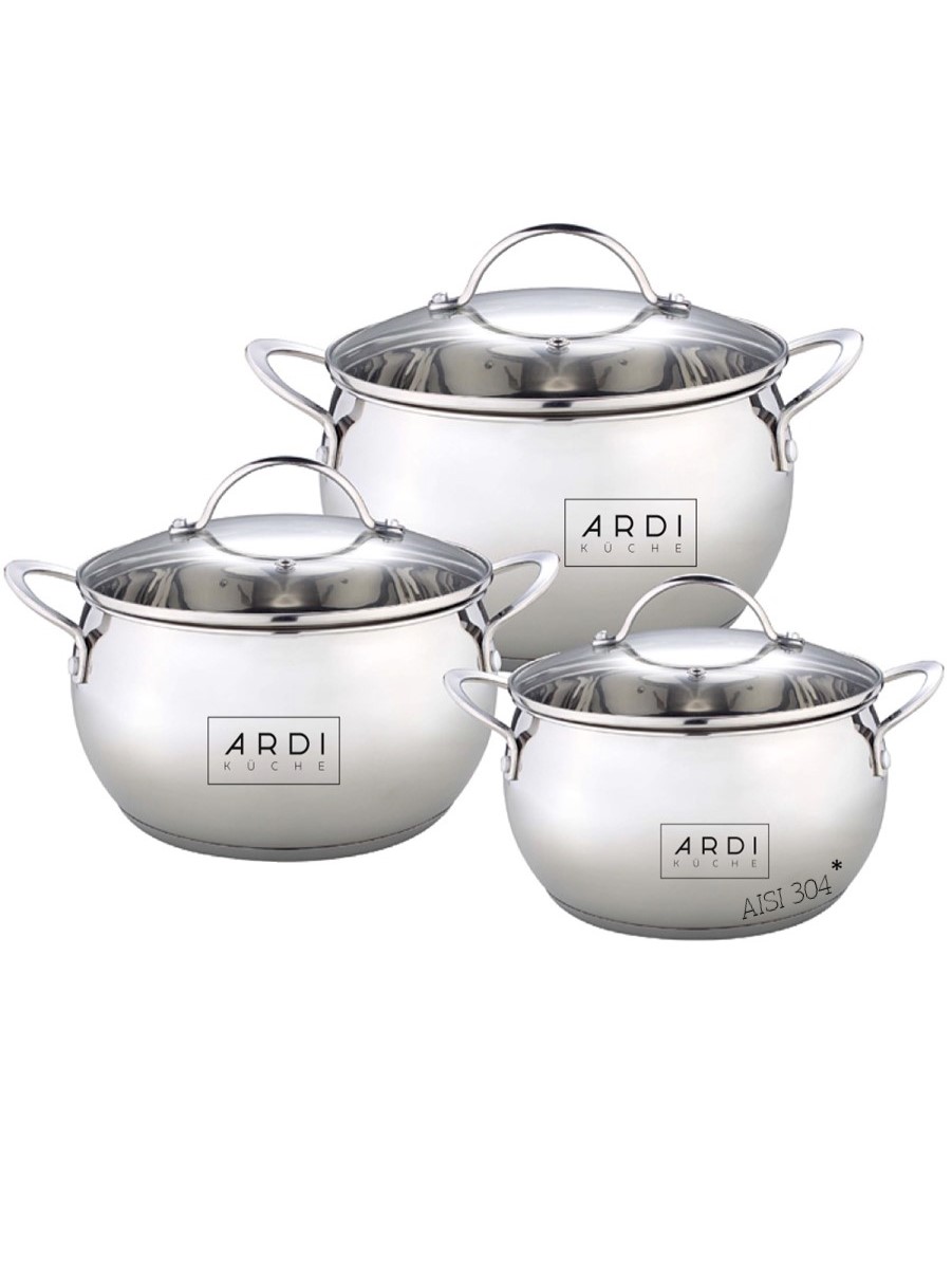 Набор посуды ARDI Kuche AR-611 нержавеющая сталь 2, 2,8, 3,8 л