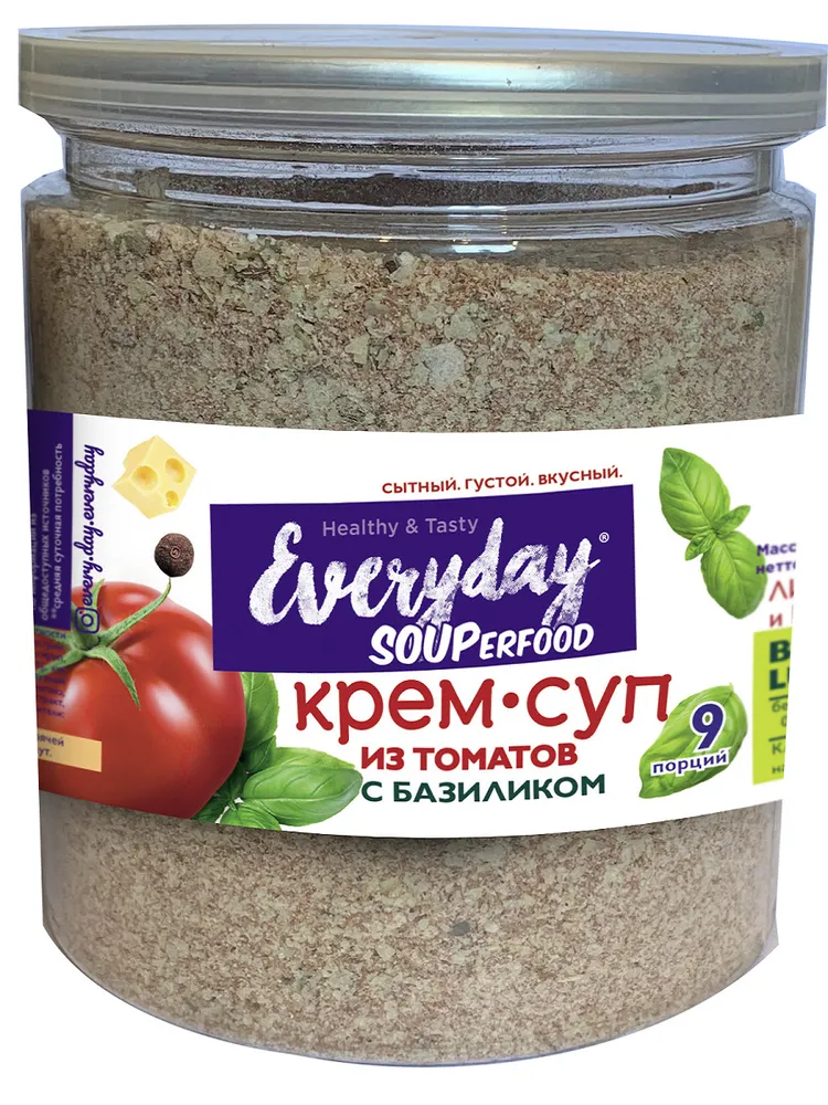 

Крем-суп Everyday Из томатов с базиликом, пэт-банка, 261 гр., 6