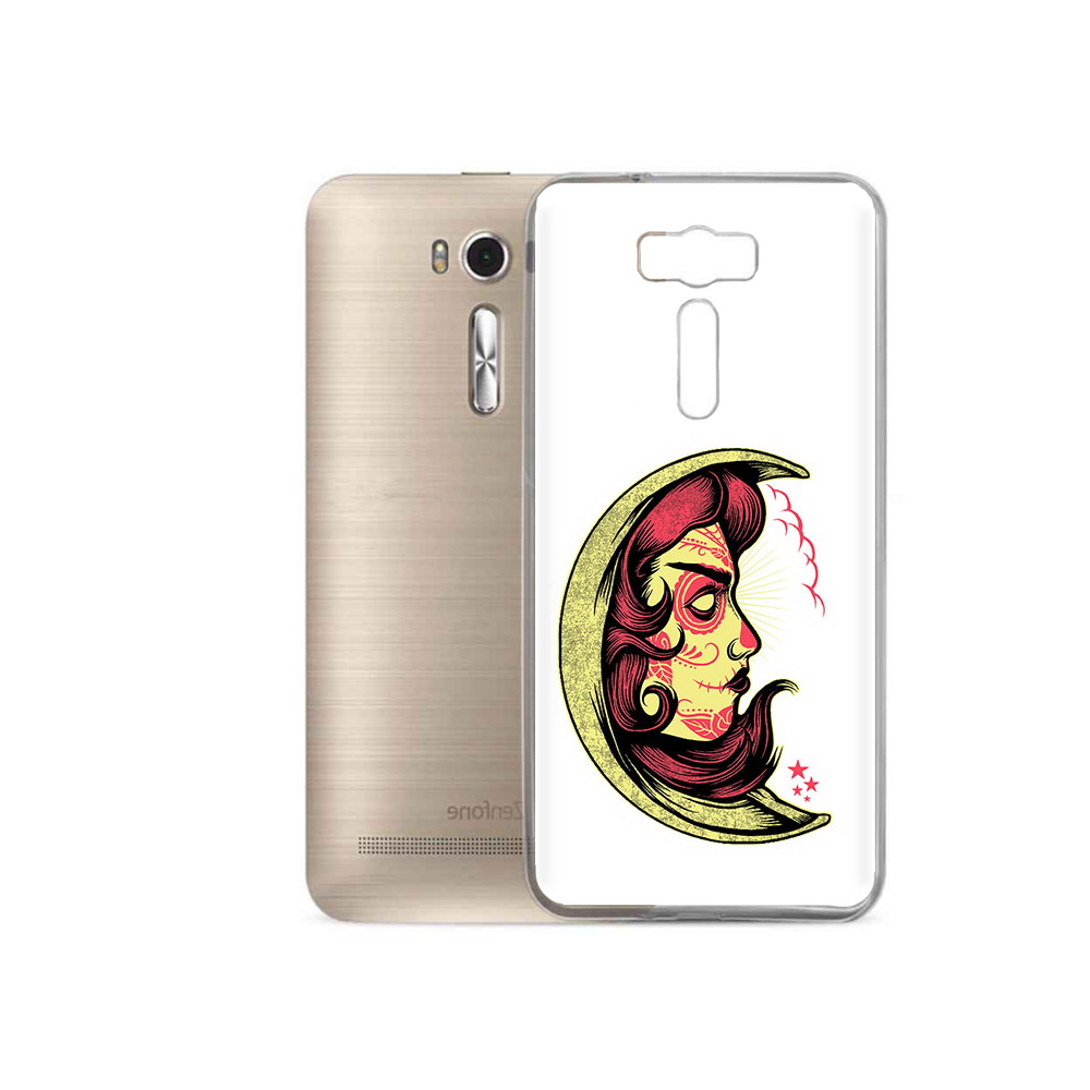 

Чехол MyPads Tocco для Asus ZenFone 2 Laser (ZE500KL) желтый полумесяц с лицом девушки, Прозрачный, Tocco