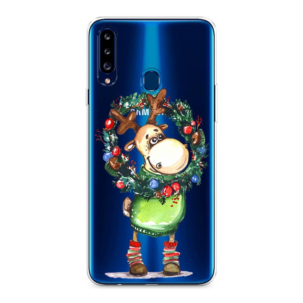 

Чехол на Samsung Galaxy A20s "Олень с новогодним венком", 2100850-4