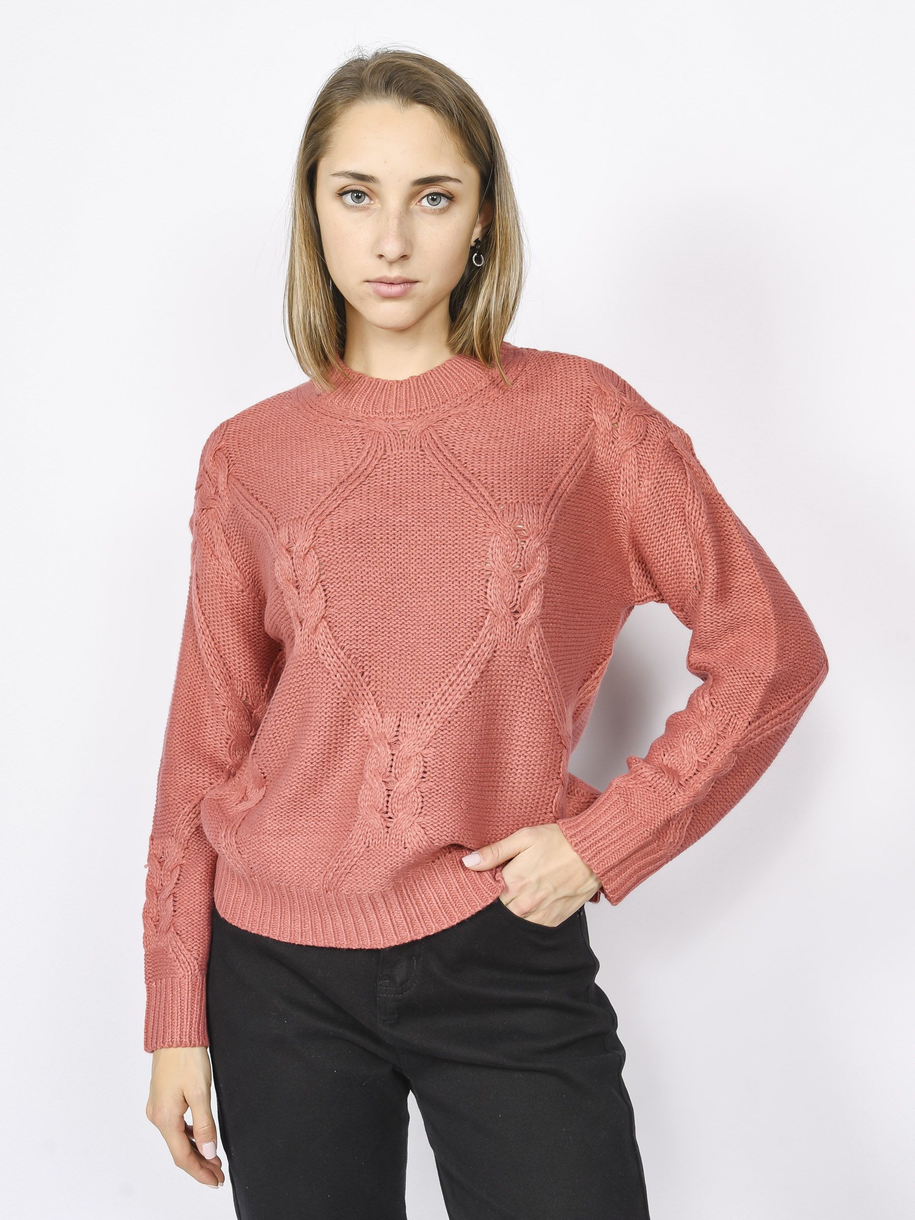 

Джемпер женский Milano Fancy cable jumper розовый XXL, Fancy cable jumper