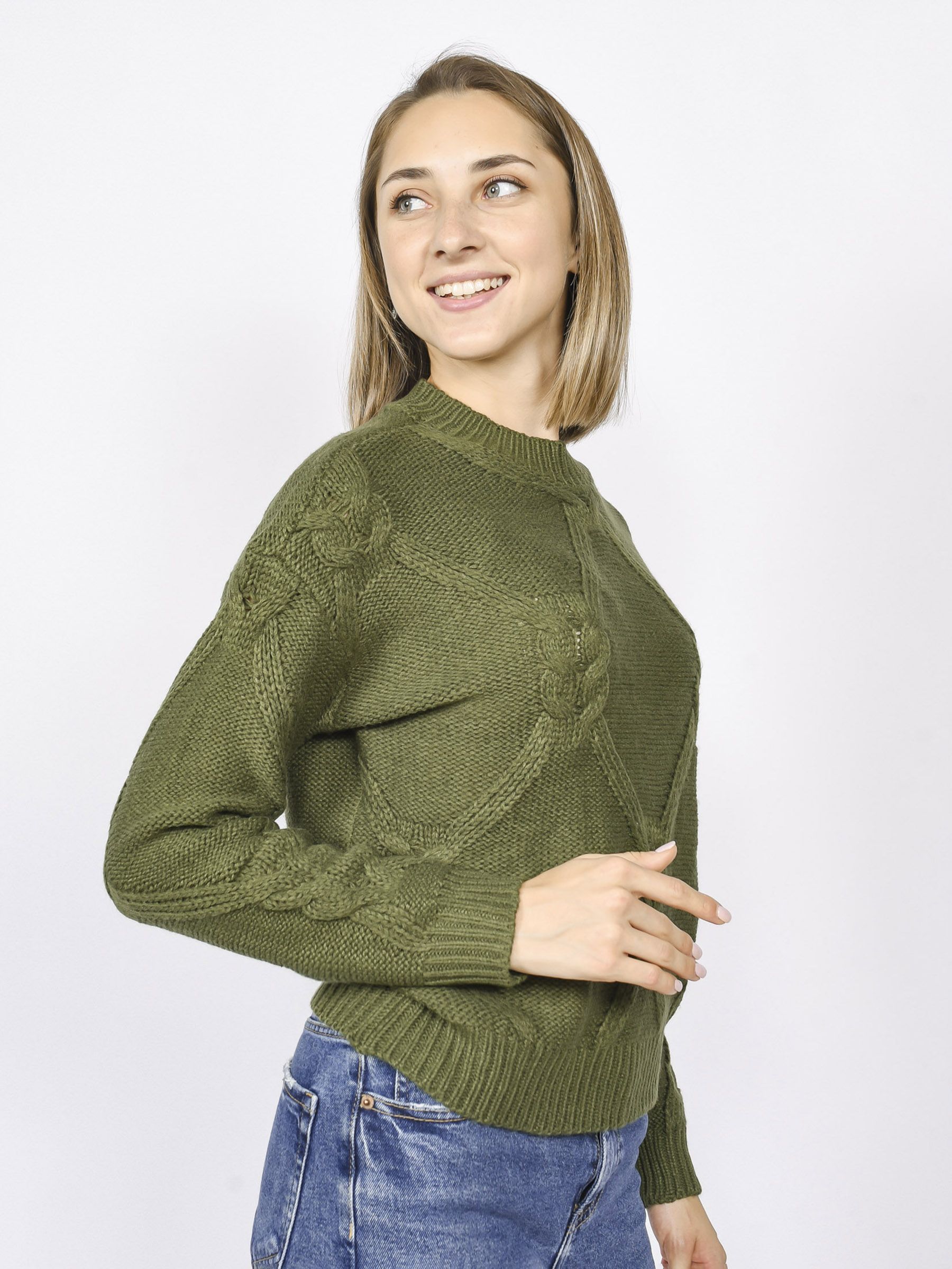 

Джемпер женский Milano Fancy cable jumper хаки L, Fancy cable jumper