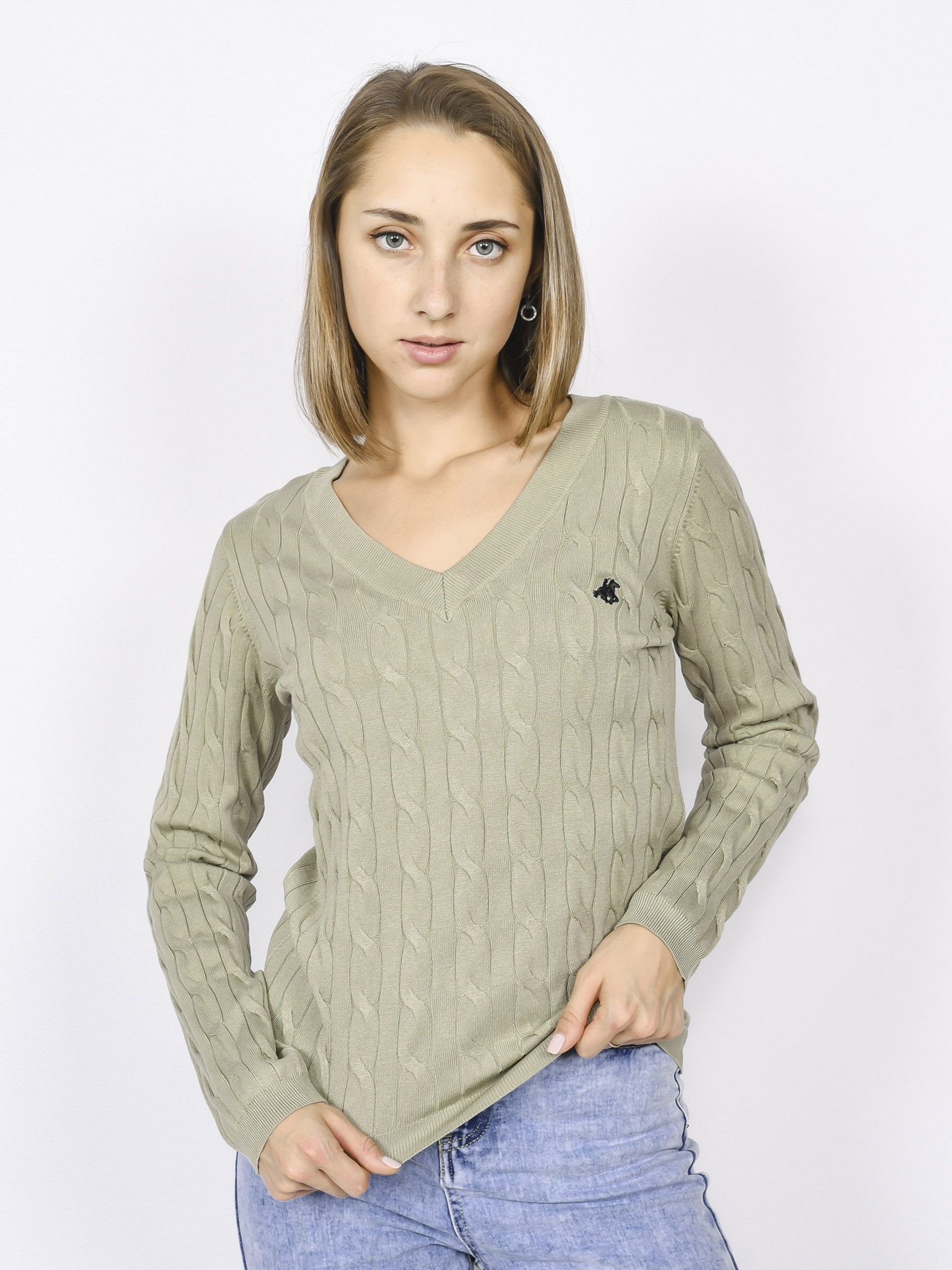 

Джемпер женский US Grand Polo V-neck Jumper зеленый S, V-neck Jumper