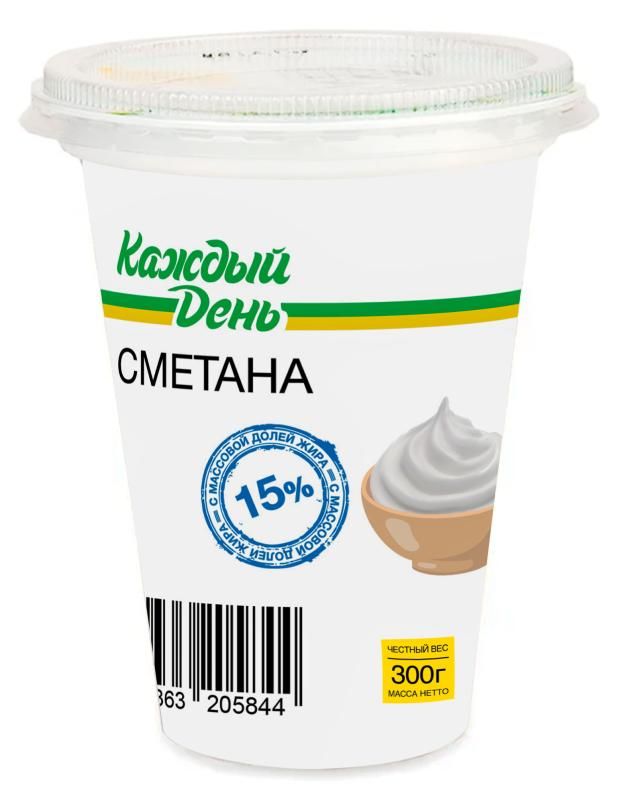 Сметана 15% Каждый День БЗМЖ 300 г