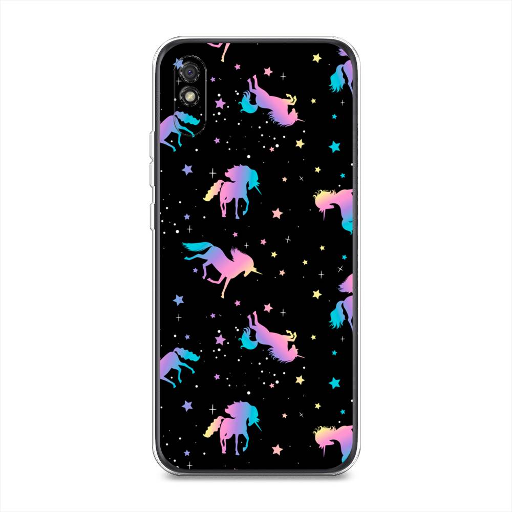 

Чехол на Xiaomi Redmi 9A "Единороги градиент", Черный;розовый;голубой, 38950-1