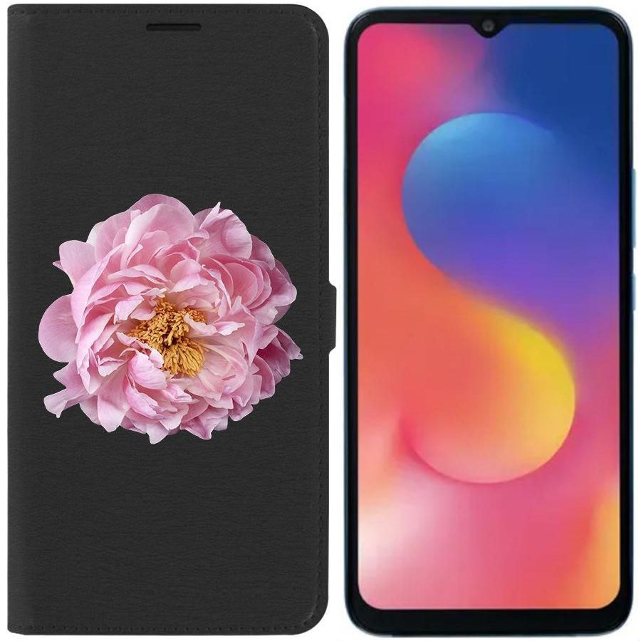 

Чехол-книжка Eco для Infinix Hot 20i Розовый пион (черный)