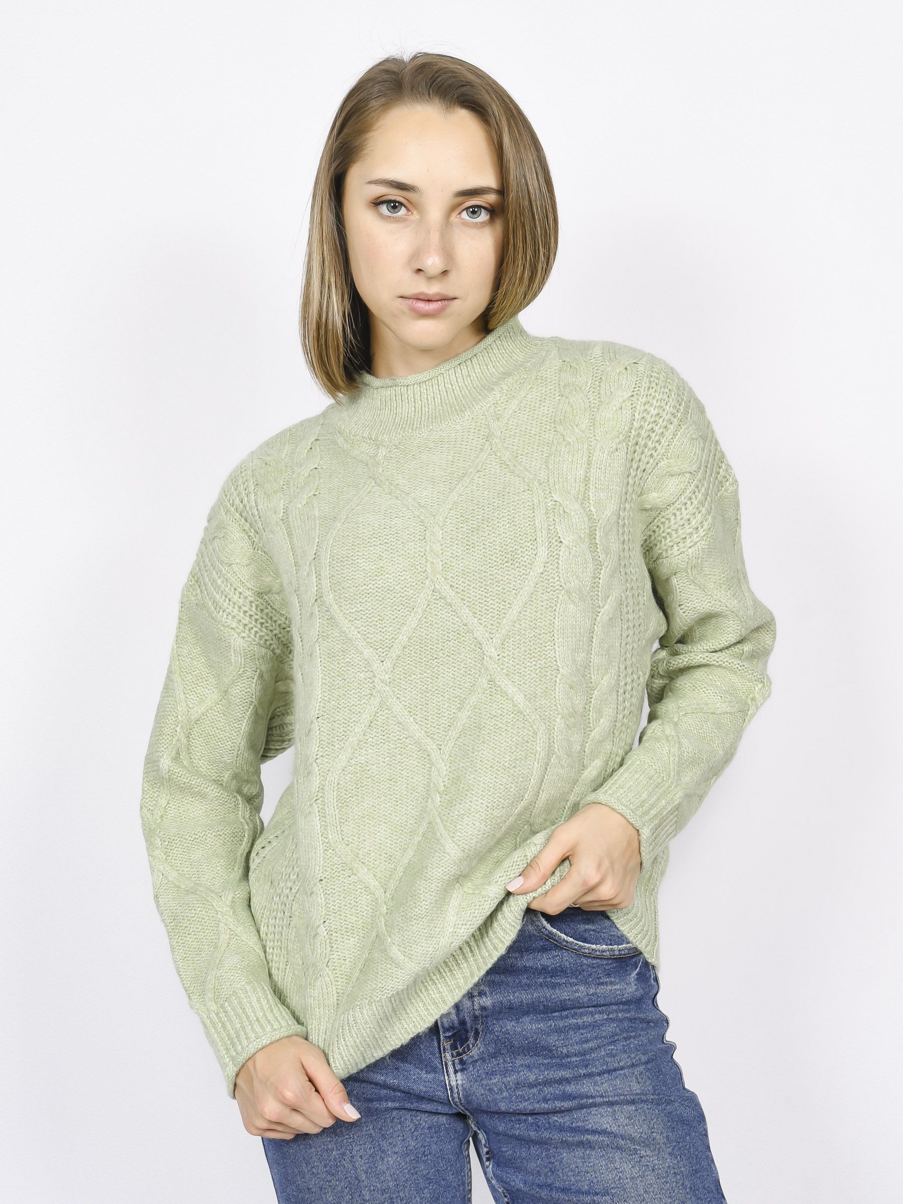 

Свитер женский Cortefiel Wool jumper зеленый S, Wool jumper