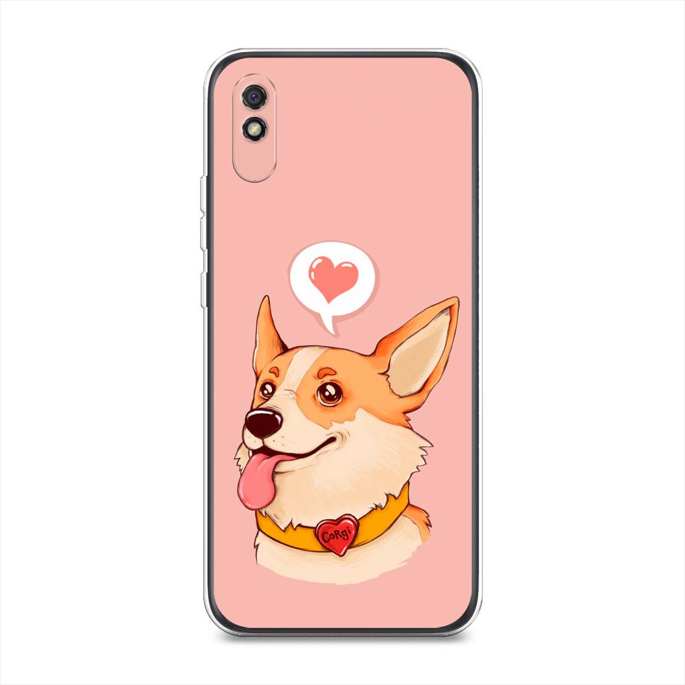 

Чехол на Xiaomi Redmi 9A "Корги язык", Розовый;коричневый, 38950-1