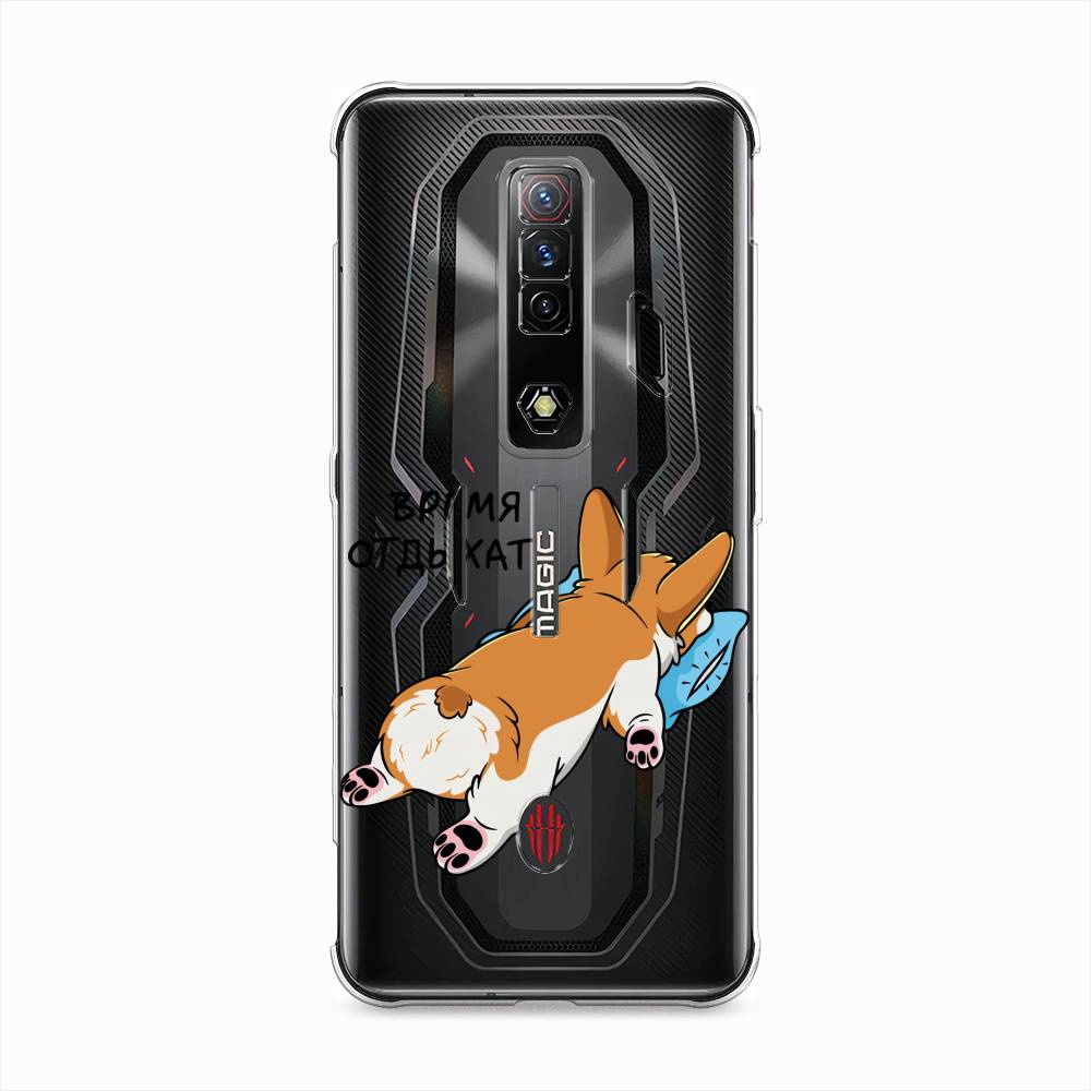 

Чехол на ZTE Nubia Red Magic 7S "Корги отдыхает", Черный;коричневый;голубой, 136350-1