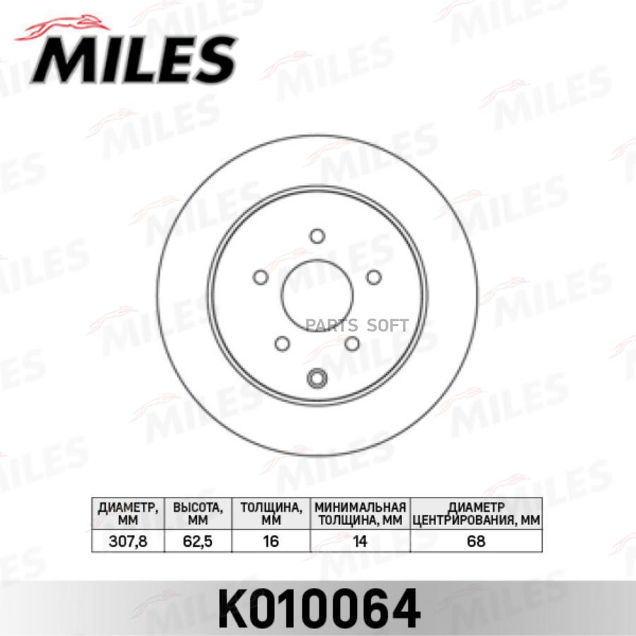 

Диск Тормозной Nissan Murano; Infiniti Fx35/Fx45 05- Задний Miles Miles арт. K010064