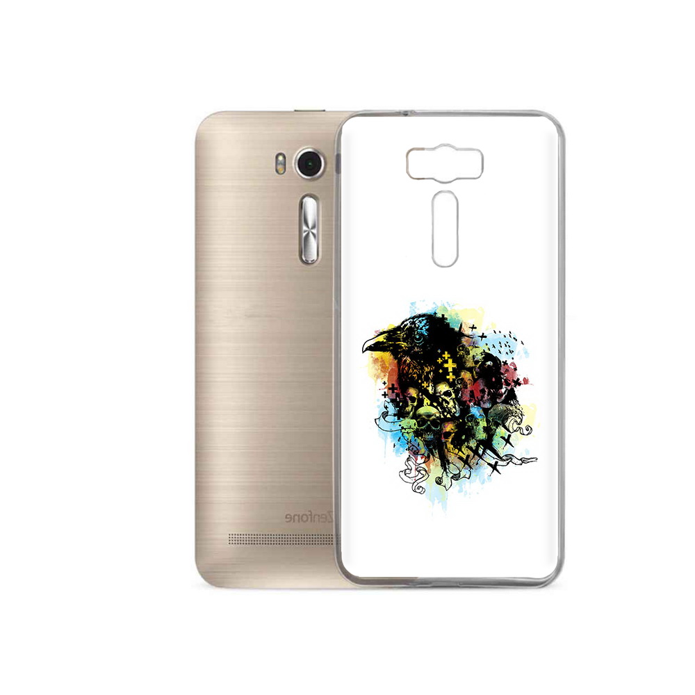 

Чехол MyPads Tocco для Asus ZenFone 2 Laser (ZE500KL) ворон и черепа, Прозрачный, Tocco
