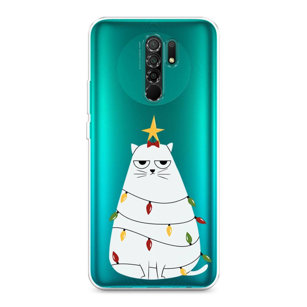 

Чехол на Xiaomi Redmi 9 "Котик в гирлянде", Белый;красный;желтый, 38350-1