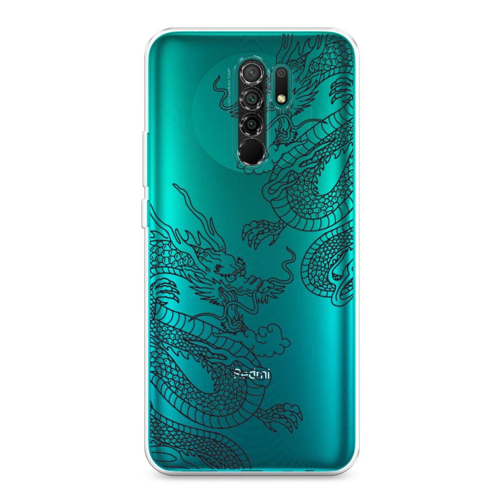 

Чехол на Xiaomi Redmi 9 "Два китайских дракона", Серый;черный, 38350-1