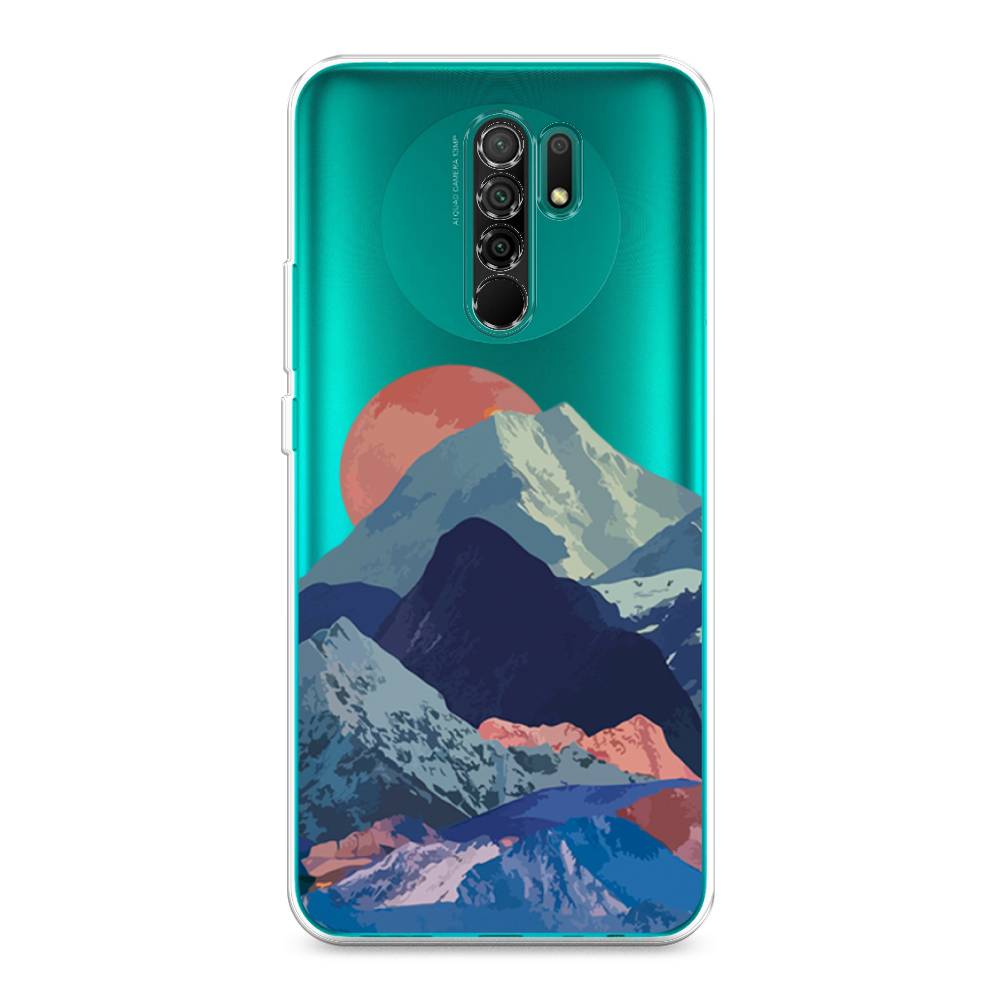 

Чехол на Xiaomi Redmi 9 "Закат в снежных горах", Красный;серый;голубой, 38350-2