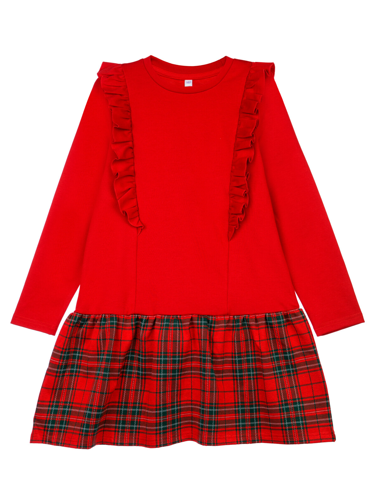 Платье трикотажное для девочек PlayToday, красный,цветной, 140